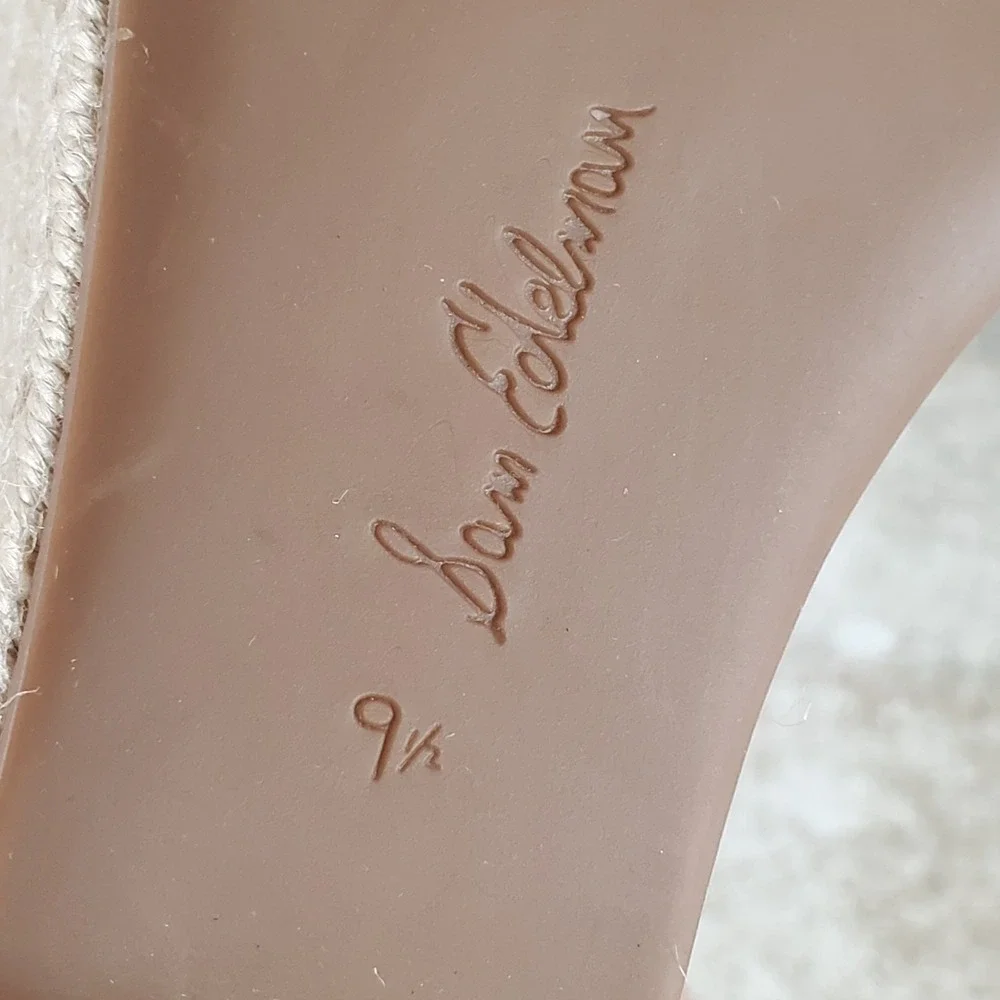 Sam Edelman Vada Women Espadrille Sandal Sz 9.5 Gold Leaf Ankle Strap Wedge Heel